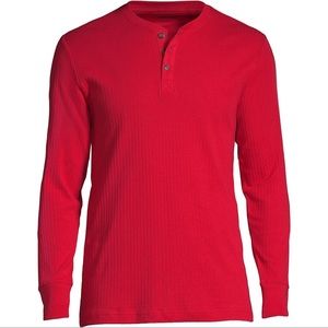 NWOT - LANDS END - Long Sleeve Knit Rib Pajama Henley - Men S